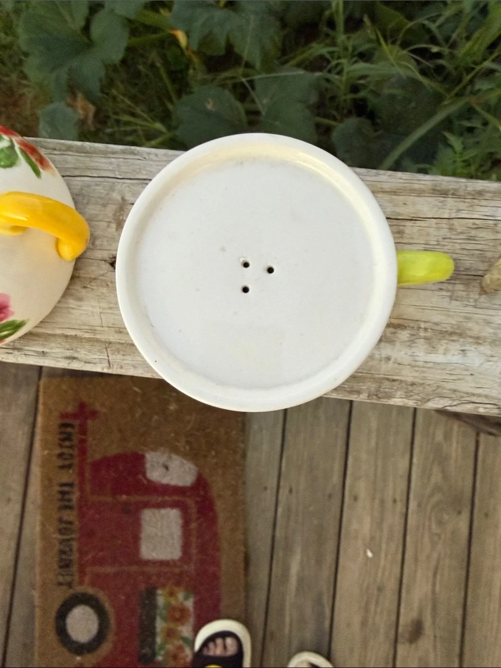 Hand-Painted Floral Teapot and Cup Set - Yellow Accent salt and pepper shakers